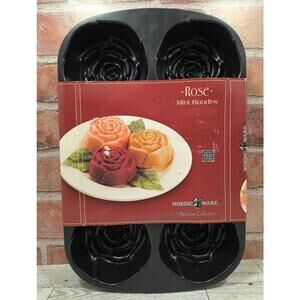 Nordic Ware Rose Bud Mini Bundt Cake Pan Mold 6 cup Heavy Cast Aluminum 14x9 USA